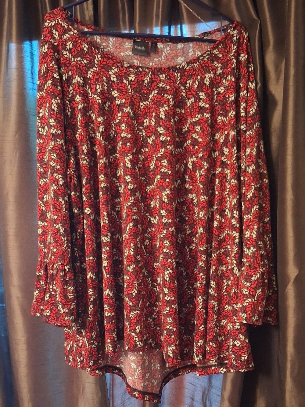 RAFAELLA SIZE 3X Multi Colored 3/4 Sleeve Flutter Sleeve Blouse